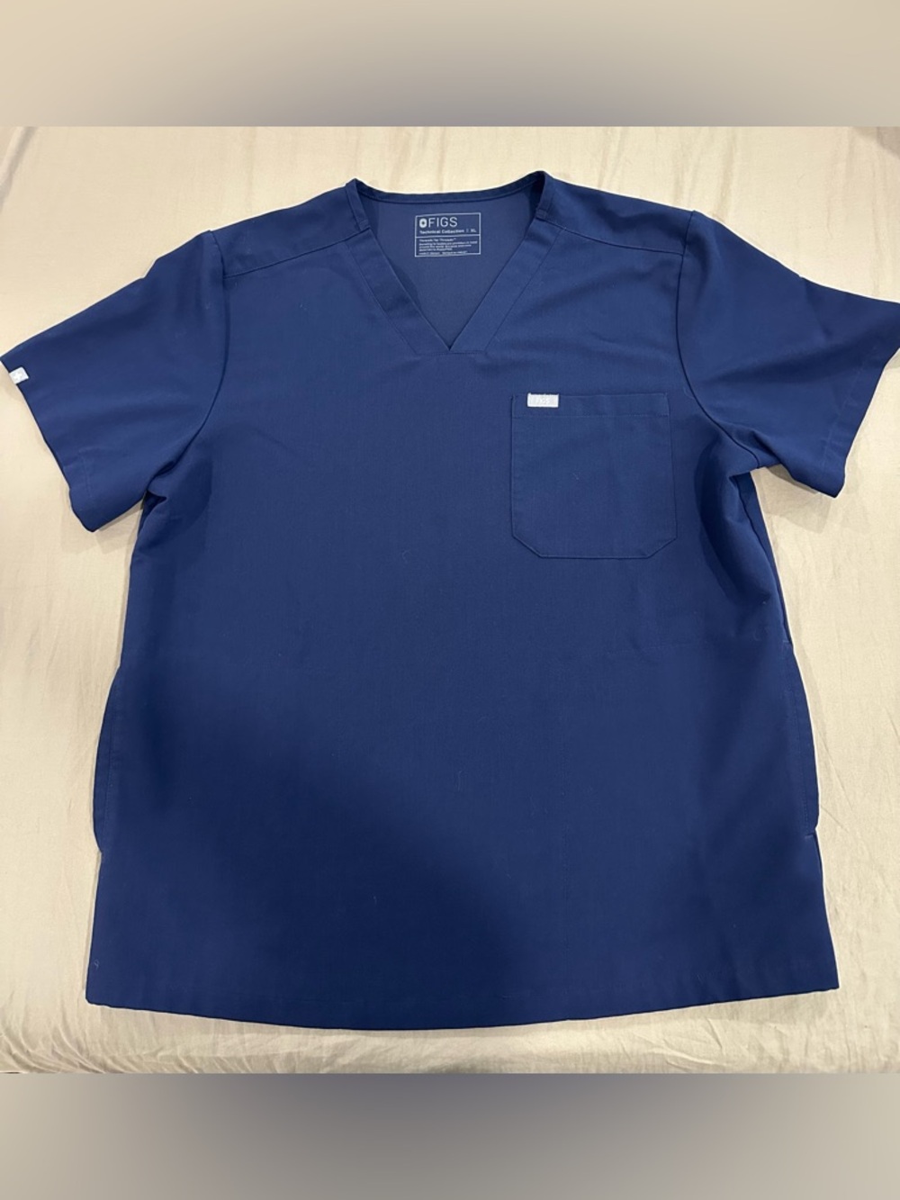 FIGS Navy V-Neck Short Sleeve 3-Pocket Medical Scrub Top